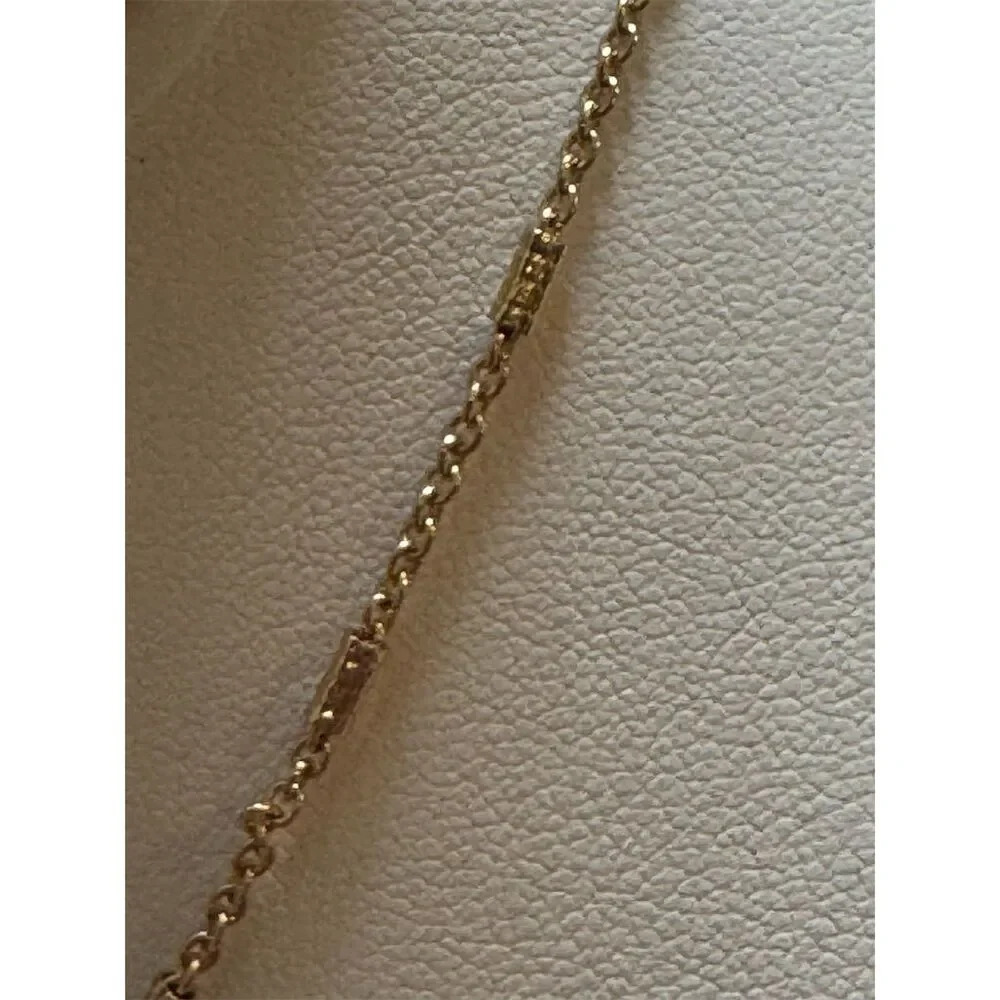 Dainty Gold-Tone Tube and Chain link Necklace 16” - Picture 11 of 14